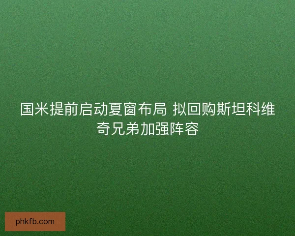 国米提前启动夏窗布局 拟回购斯坦科维奇兄弟加强阵容