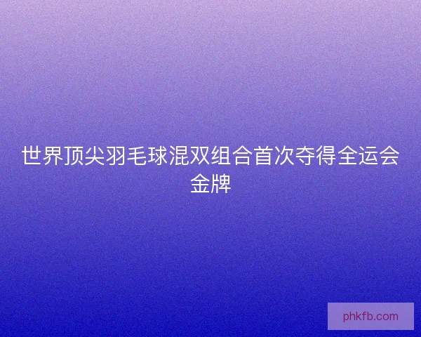 世界顶尖羽毛球混双组合首次夺得全运会金牌