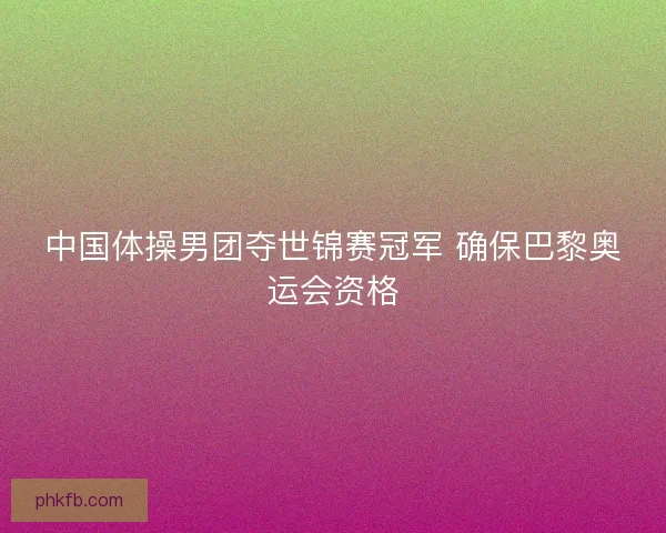 中国体操男团夺世锦赛冠军 确保巴黎奥运会资格